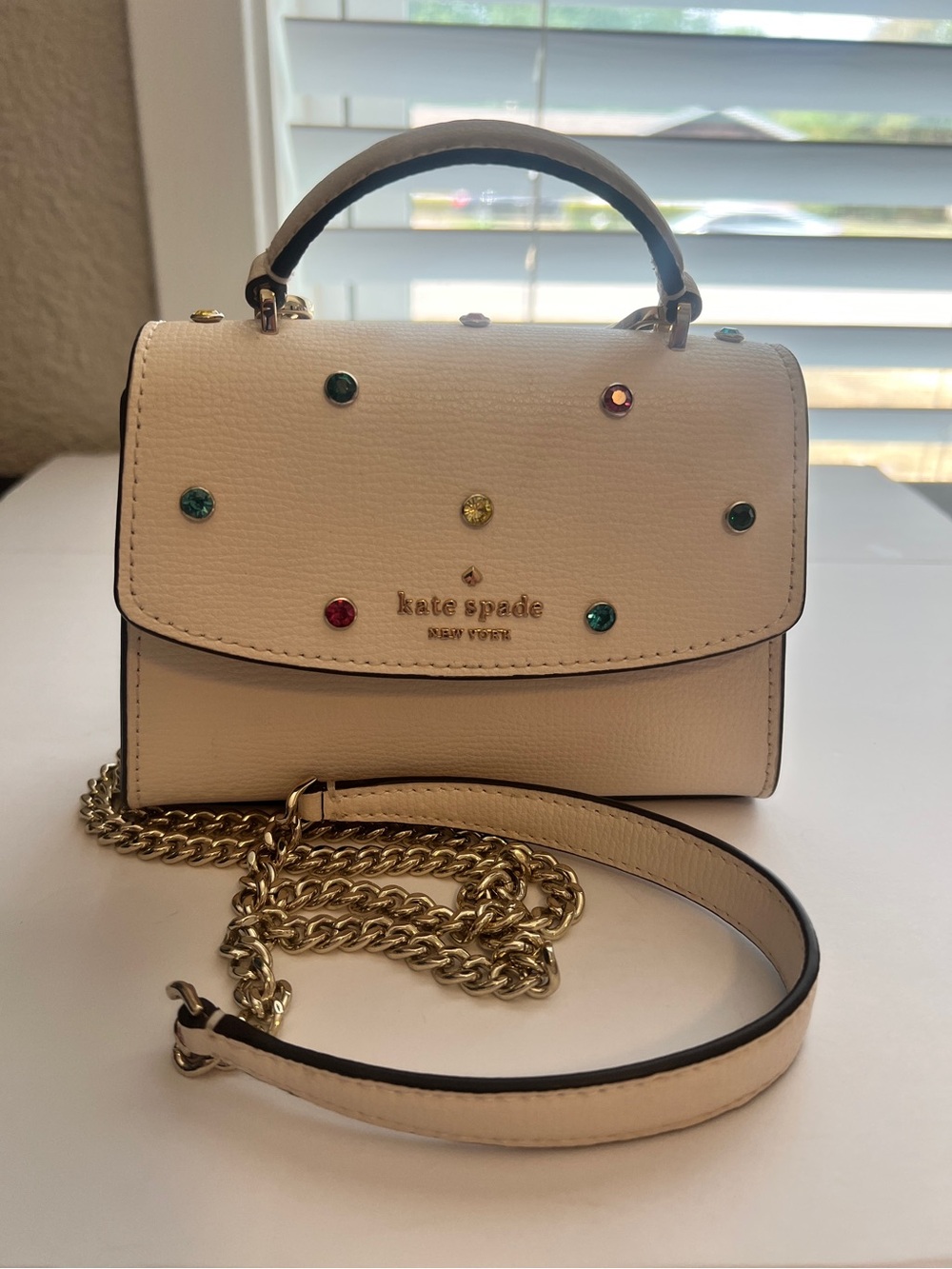 Kate Spade Darcy Festive Jewel Micro Satchel K9427 Cream Crossbody